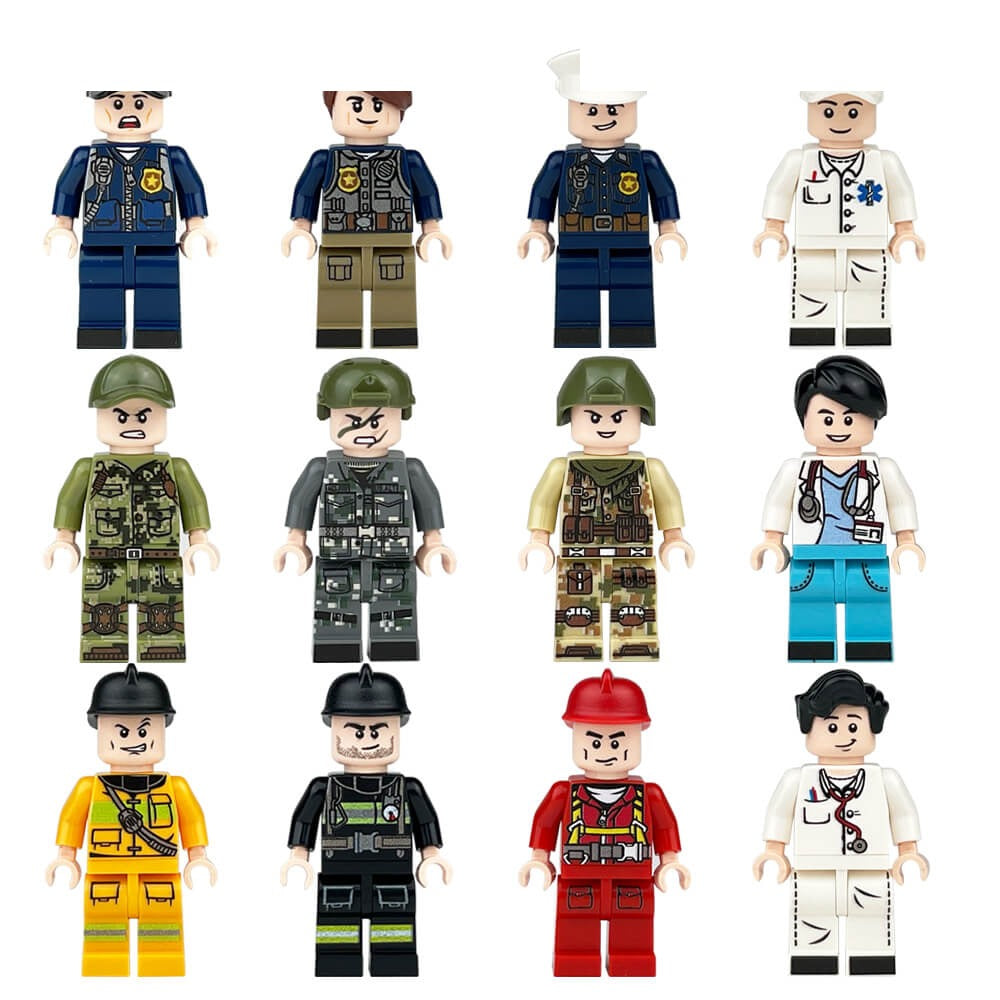 Police Fire and Military 12 Figure Service Set