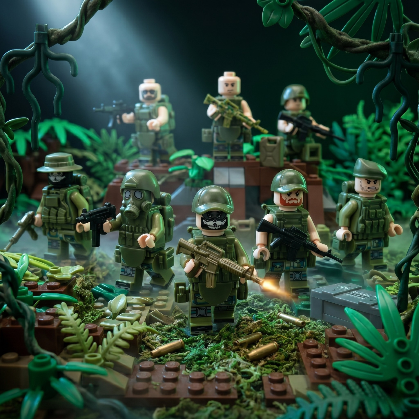 Modern Military Minifigures Set — 12 Digital Camo Soldiers