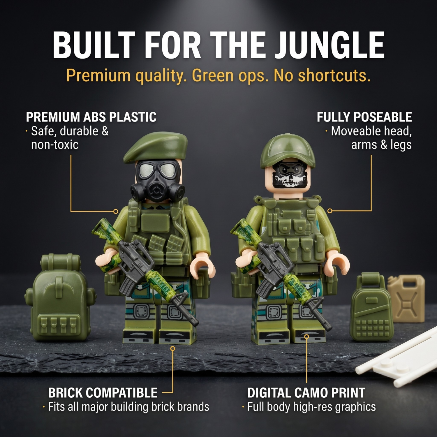 Modern Military Minifigures Set — 12 Digital Camo Soldiers