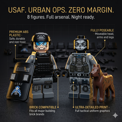 USAF Urban Ops Special Forces Set — 8 Night Ops Figures