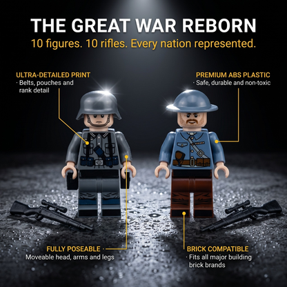 WWI/WW2 Multi-Nation Minifigures — 10 Figures