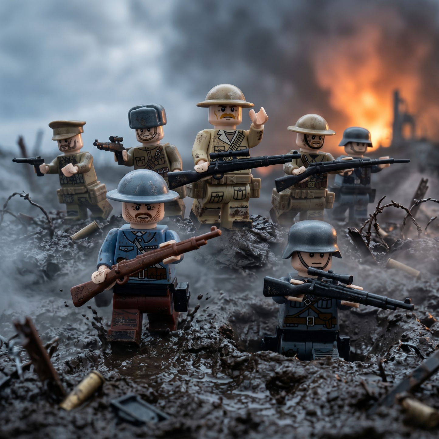 WWI/WW2 Multi-Nation Minifigures — 10 Figures