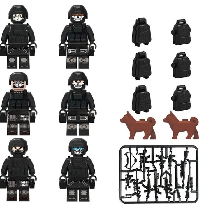 Black Ops Special Forces team with K9s and equipment