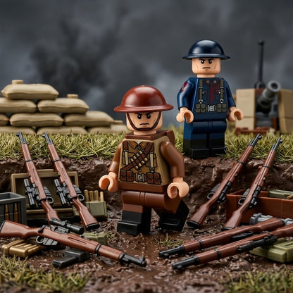 WWII Allied & Axis Collectible Minifigure Collection – Diverse Military Uniforms, Officer Variants, and Sniper Rifle Arsenal