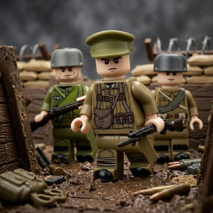 WWII Allied & Axis Collectible Minifigure Collection – Diverse Military Uniforms, Officer Variants, and Sniper Rifle Arsenal