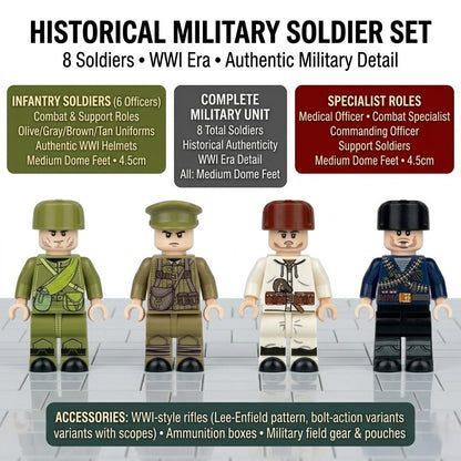 WWII Allied & Axis Collectible Minifigure Collection – Diverse Military Uniforms, Officer Variants, and Sniper Rifle Arsenal