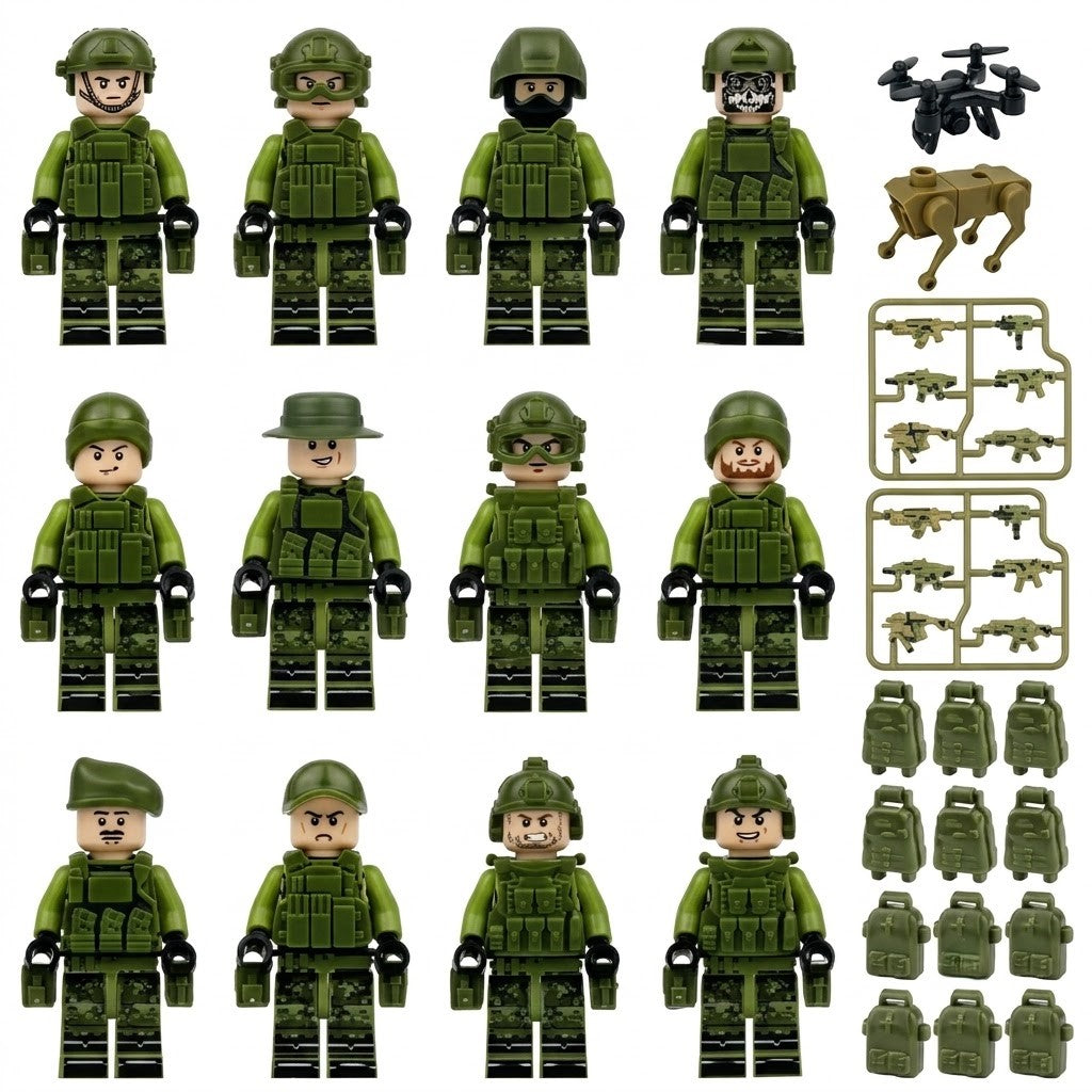 Green Forest Ops Special Forces Collectible Minifigure Collection