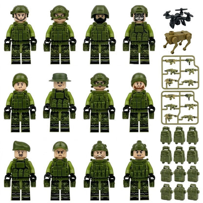 Green Forest Ops Special Forces Collectible Minifigure Collection