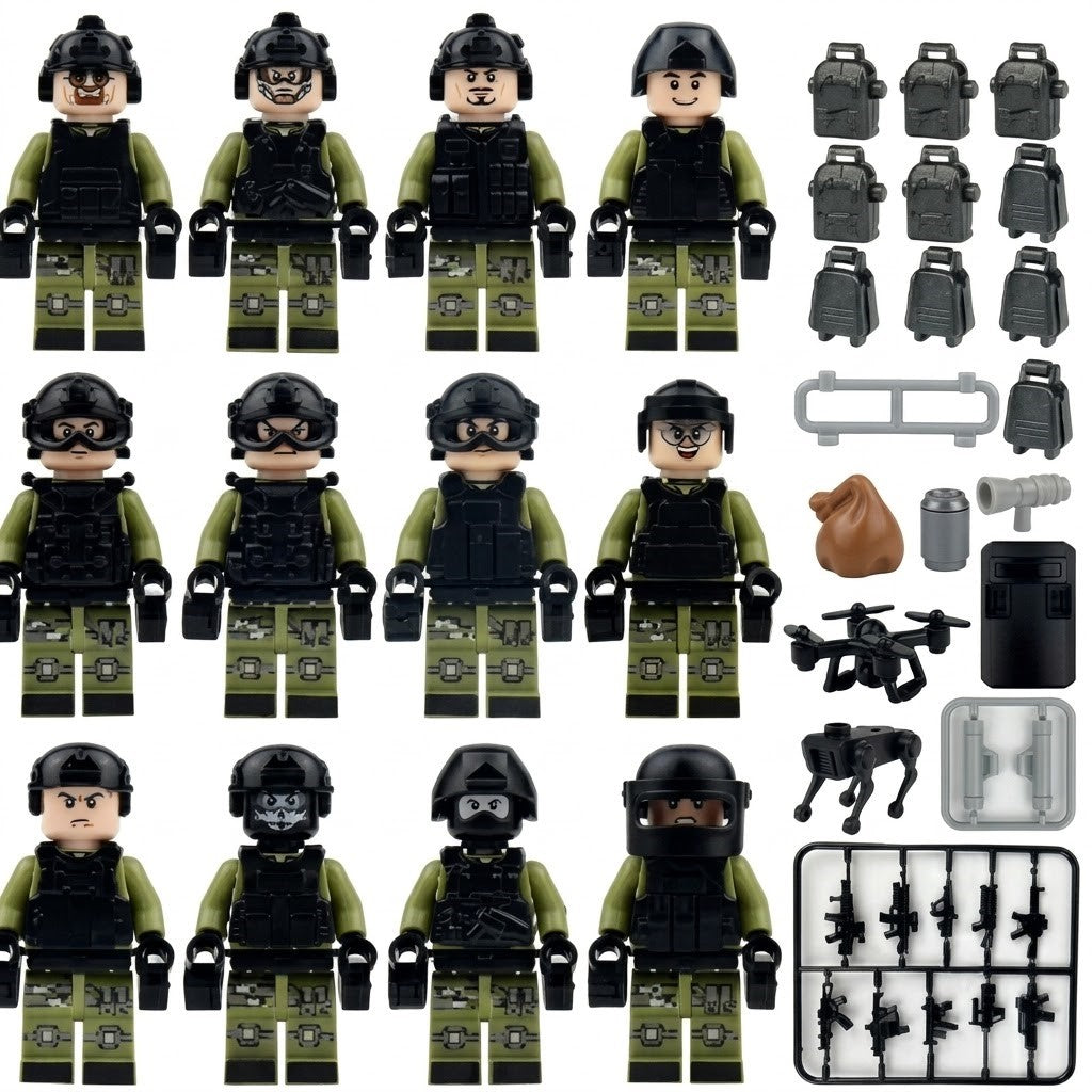 Green & Black Tactical Special Forces Collectible Minifigure Collection