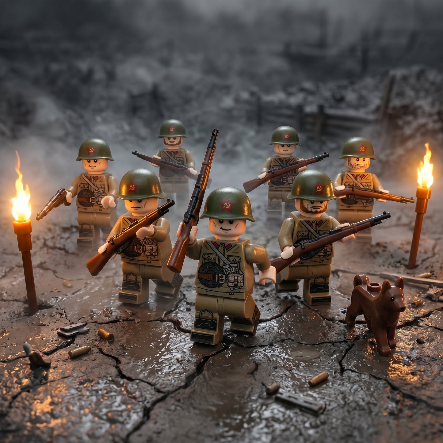 WW2 Soviet Field Forces Set — 12 Soldiers