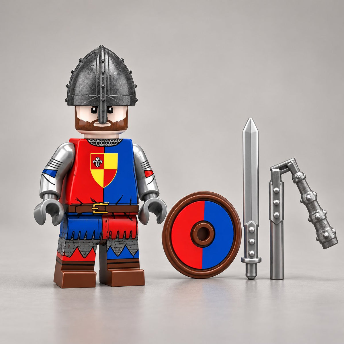Blue and Red Heraldic Knight Minifigure product image