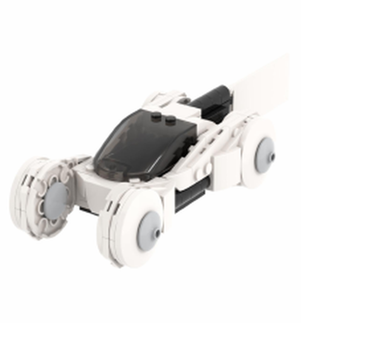 White open cockpit four wheel racing speeder