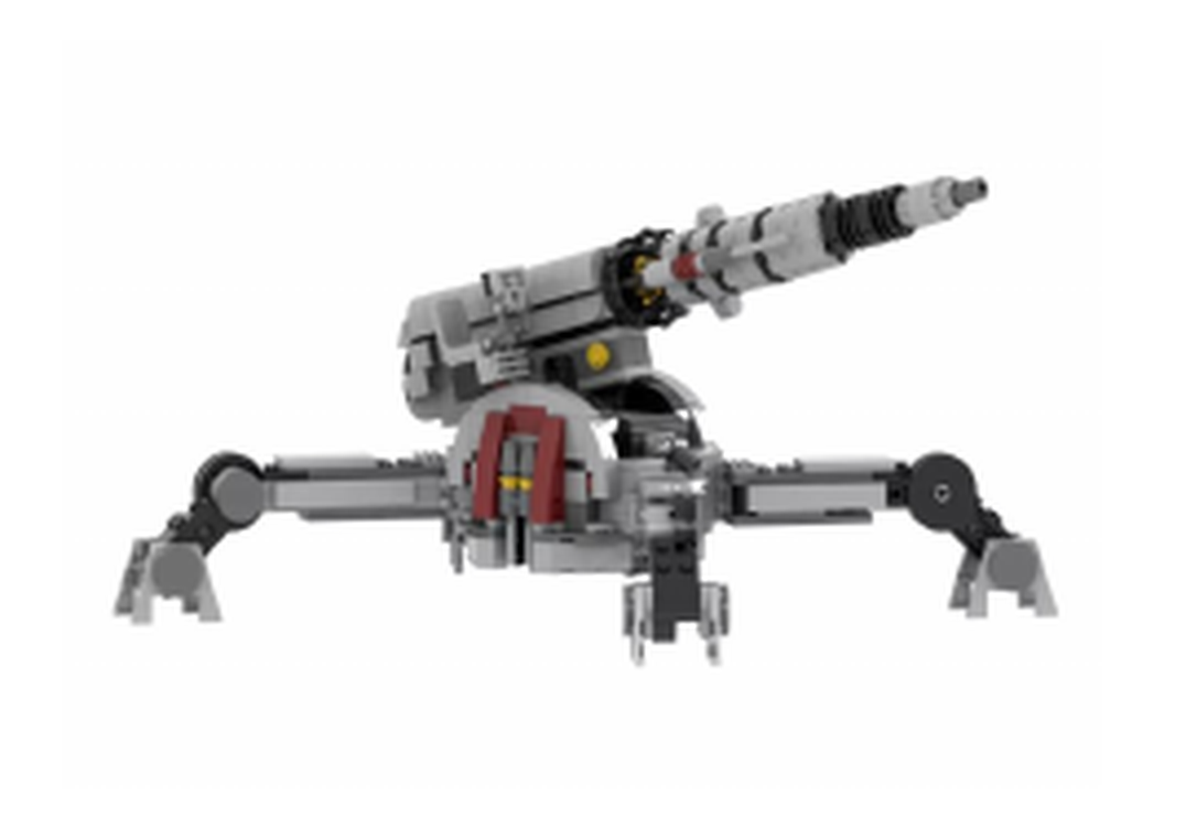 Heavy tripod artillery cannon brick build, grey and dark red