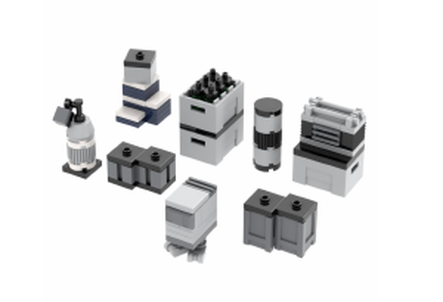 Sci-fi base detail parts, crates canisters and consoles