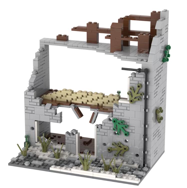 Ruined House Wall with Collapsed Floor
