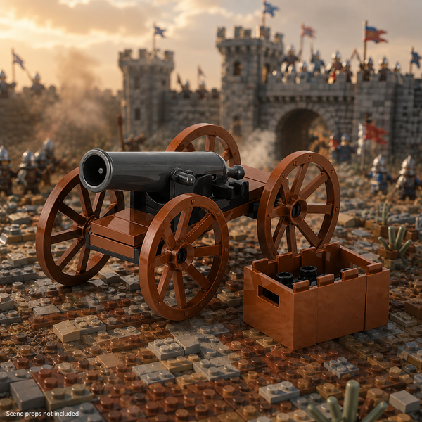 Wheeled Cannon with Ammo Crate in a battle scene; scene props not included