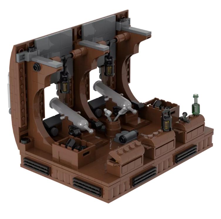 Ship's Gun Deck with Cannons