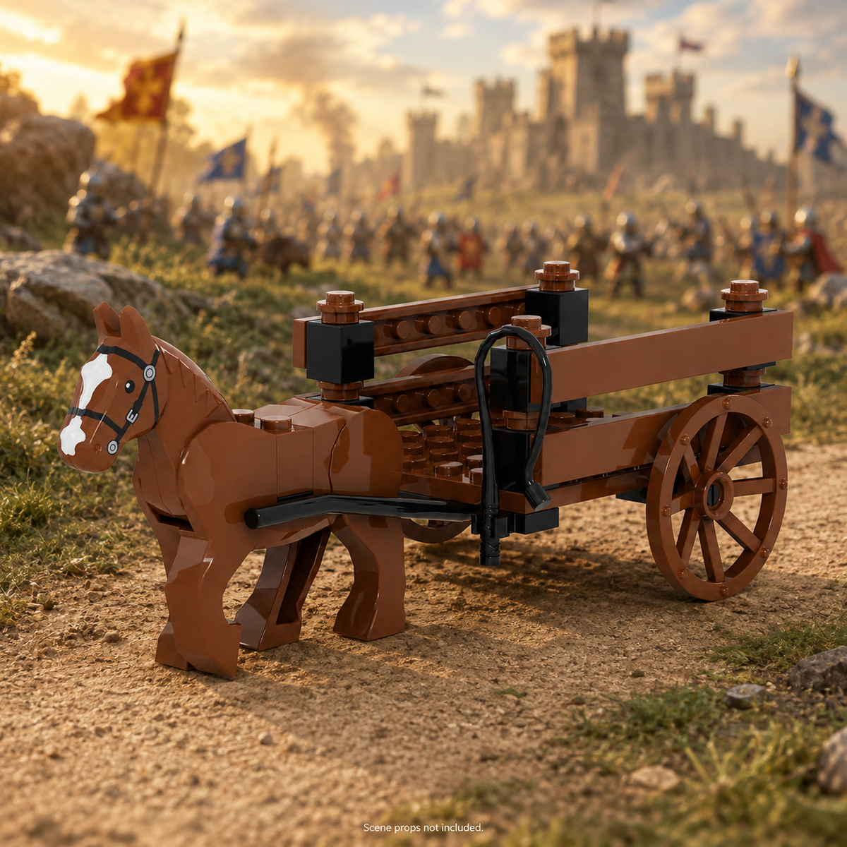 Horse-Drawn Cart in a battle scene; scene props not included