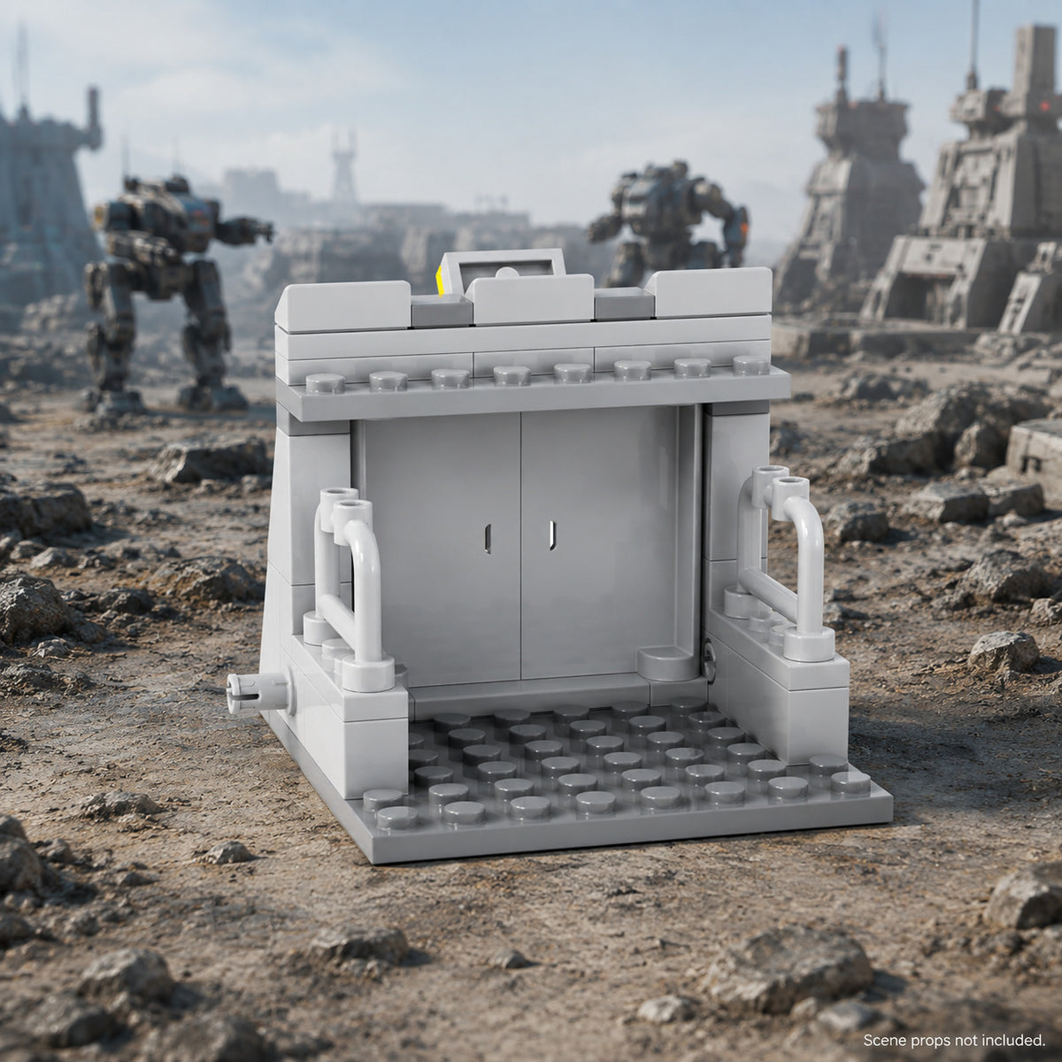 Stone Gatehouse Wall in a battle scene; scene props not included