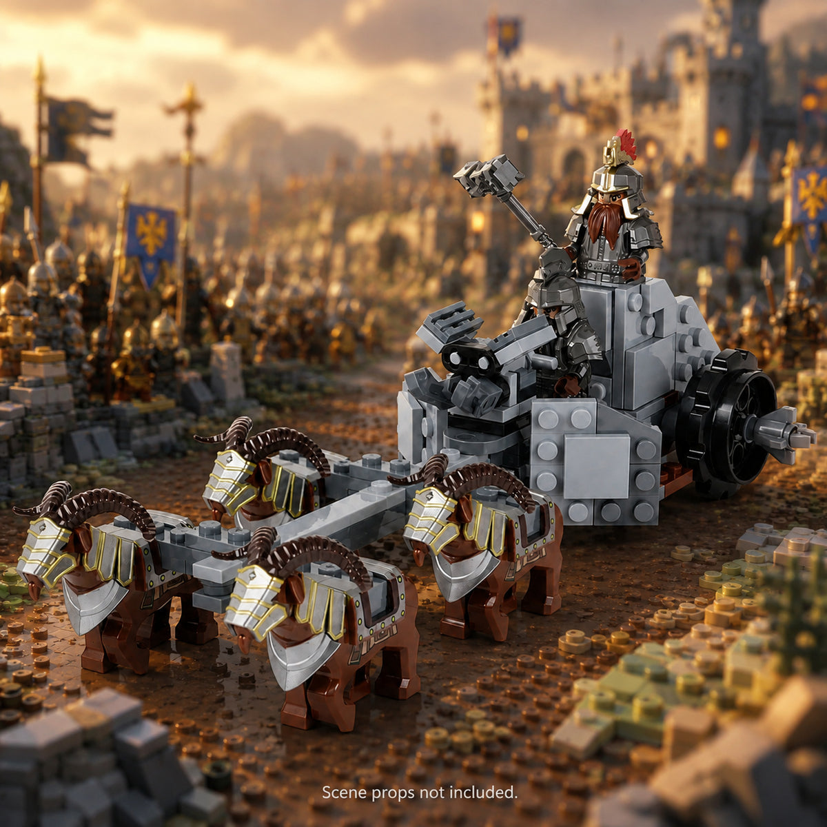 Dwarf Ram Chariot in a battle scene; scene props not included