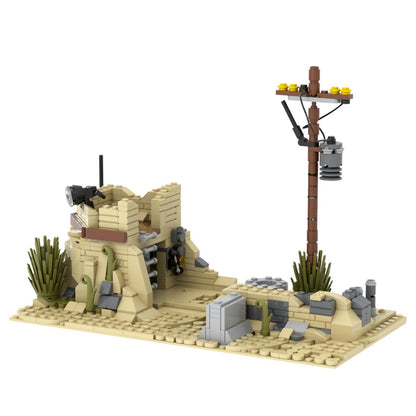 Desert Sandbag Post with Power Pole