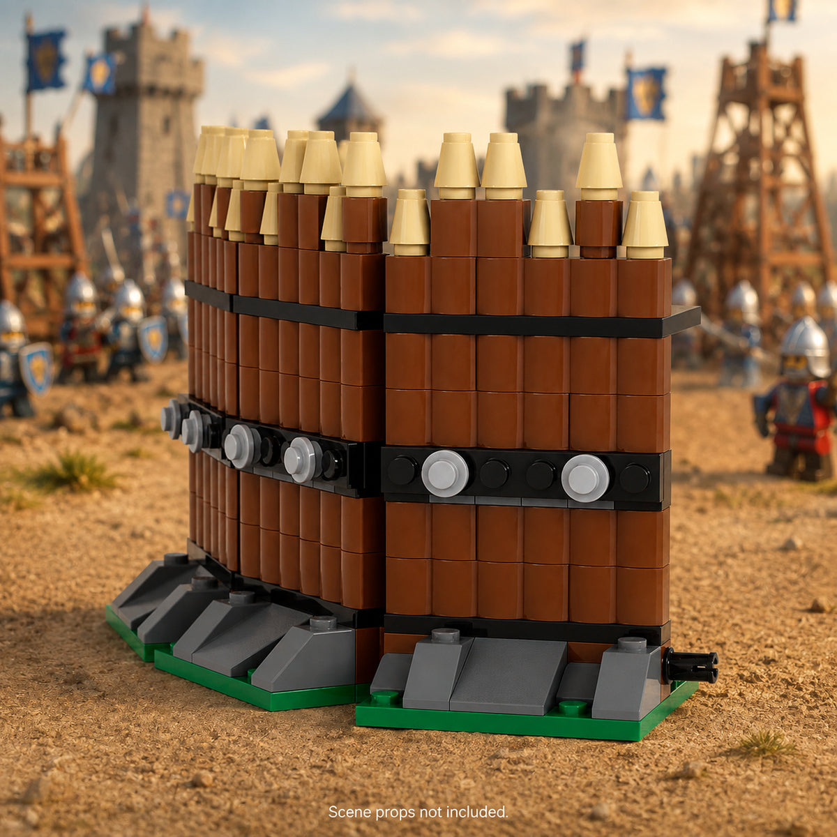 Timber Palisade Corner in a battle scene; scene props not included