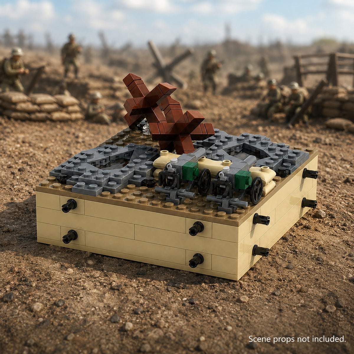 Forward Base - Rubble Terrain Tile with Tank Barricade