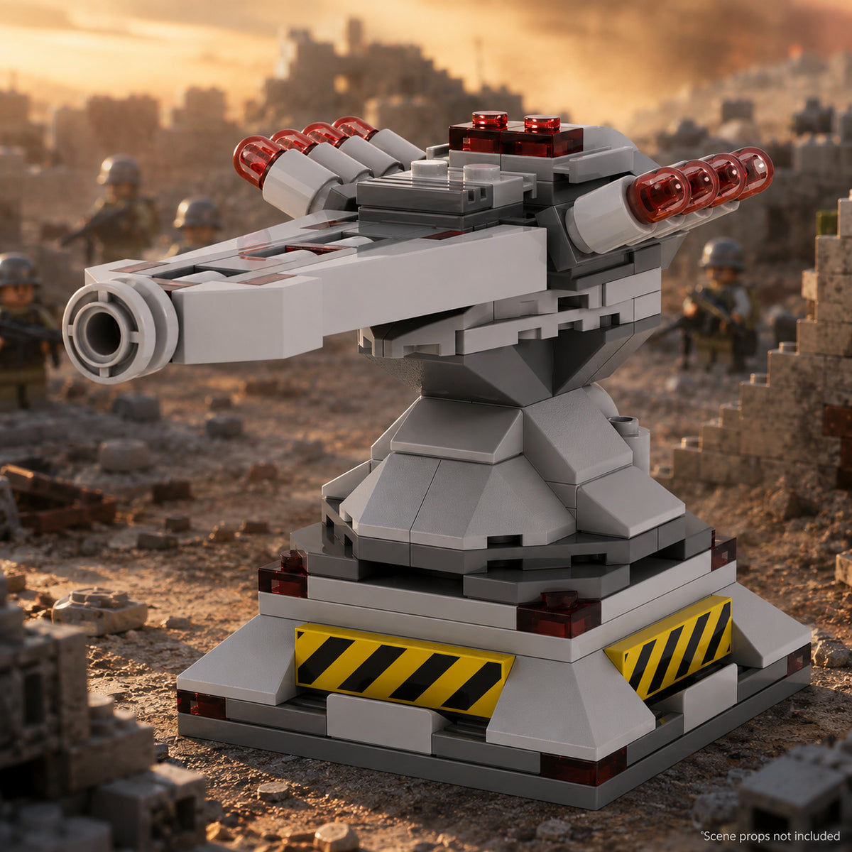 Energy Cannon Turret in a battle scene; scene props not included