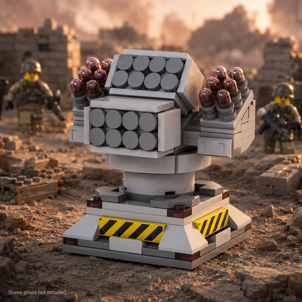 Missile Pod Turret in a battle scene; scene props not included