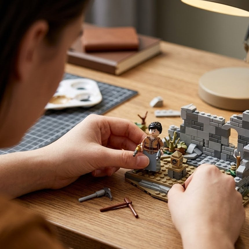 Adventure Agent minifigure close detail; scenery not included