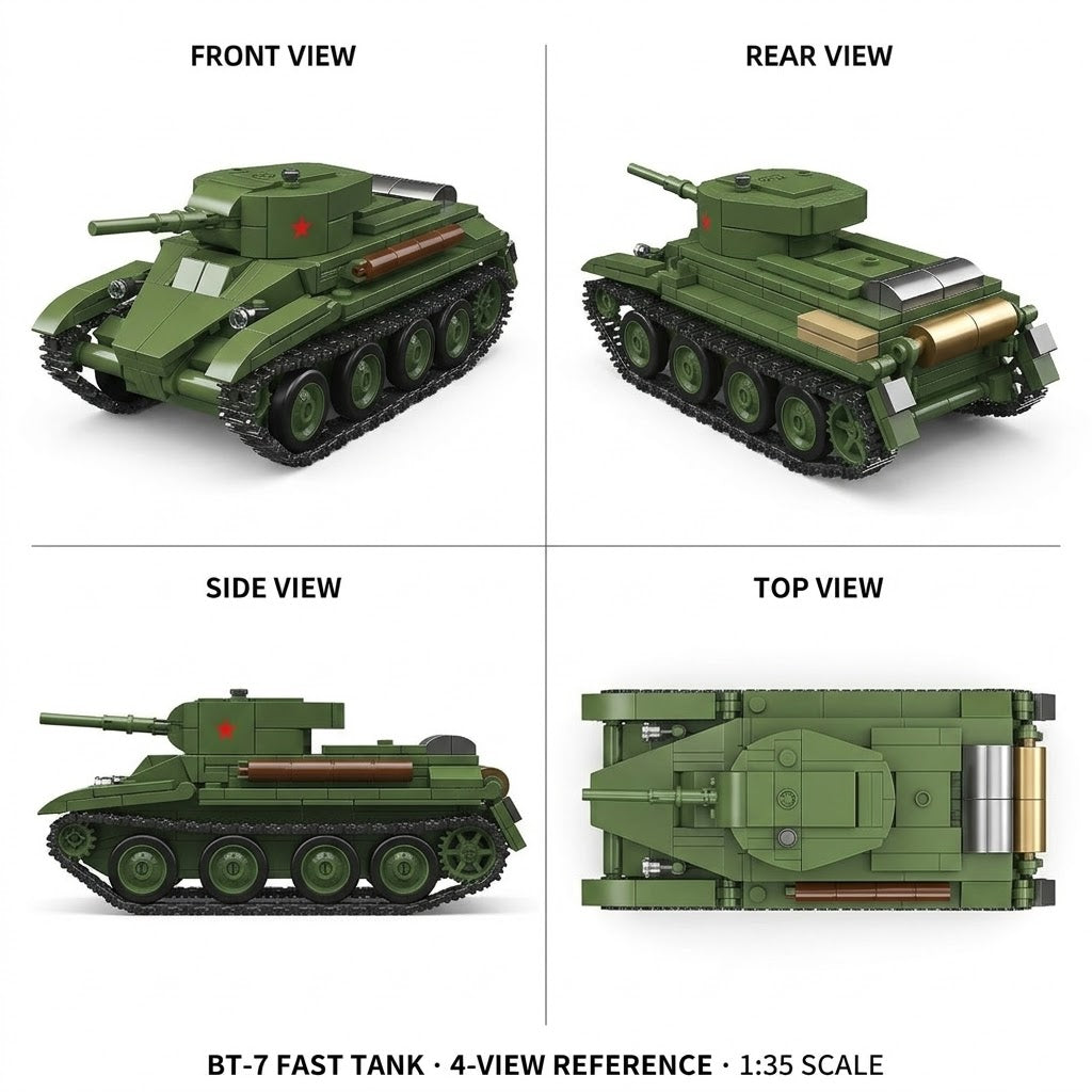 BT-7 Soviet Light Tank Building Brick Model