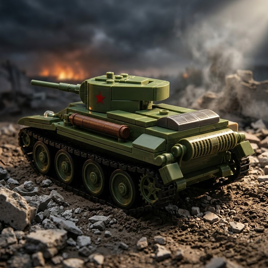 BT-7 Soviet Light Tank Building Brick Model