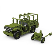 WWII American Artillery Jeep with Tow Cannon Building Brick Set