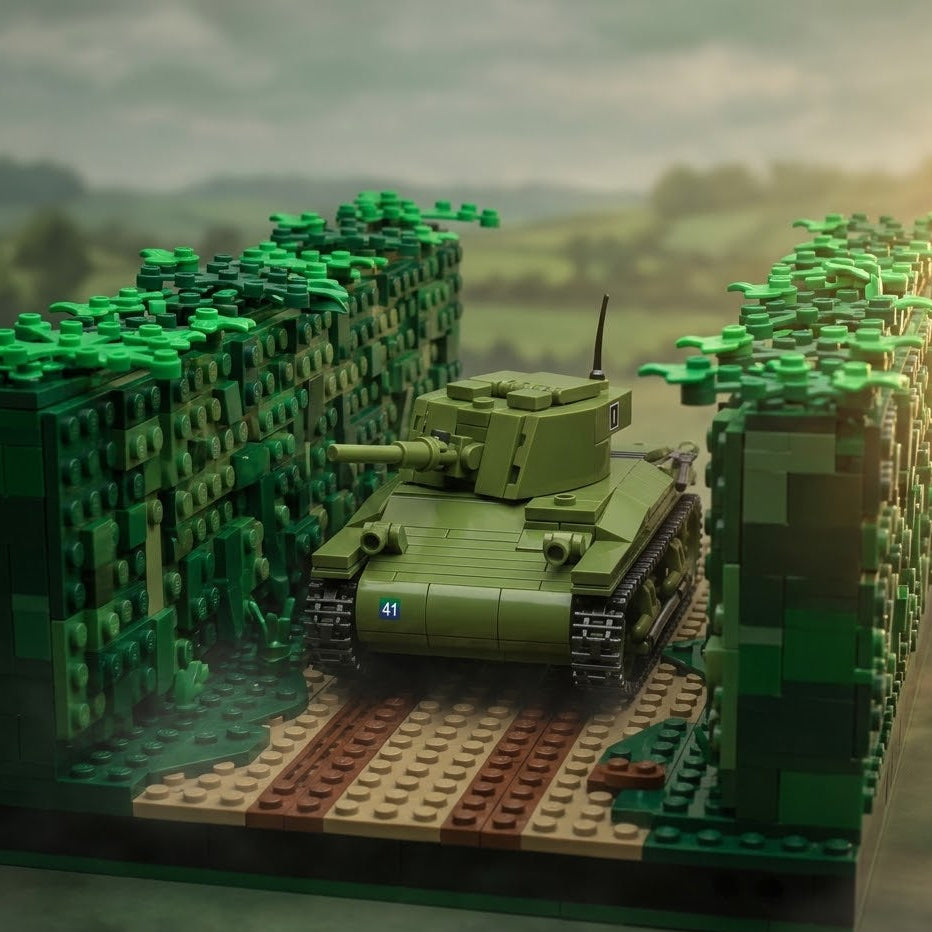 M22 Locust American Airborne Light Tank Building Brick Model