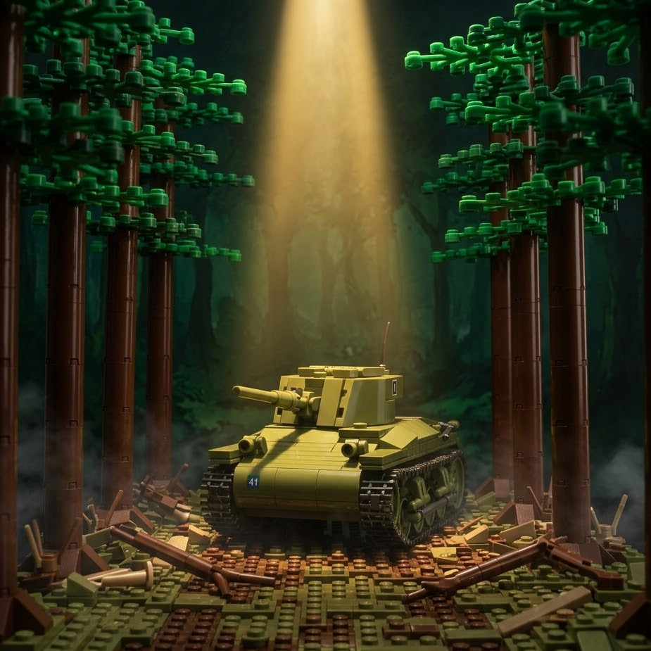 M22 Locust American Airborne Light Tank Building Brick Model