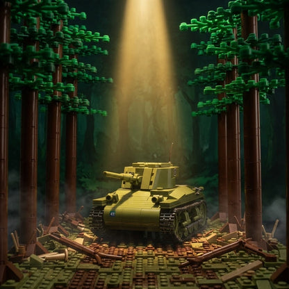M22 Locust American Airborne Light Tank Building Brick Model