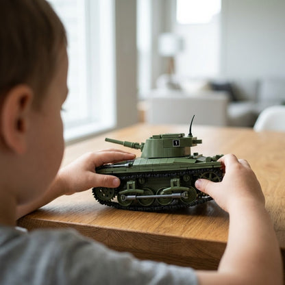 M22 Locust American Airborne Light Tank Building Brick Model