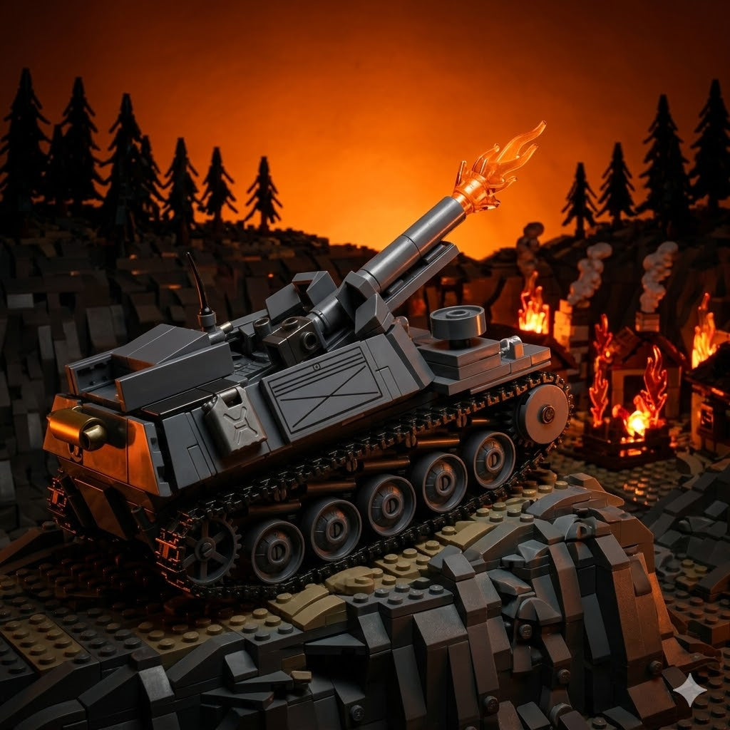 WWII German Artillery Tank Building Brick Model