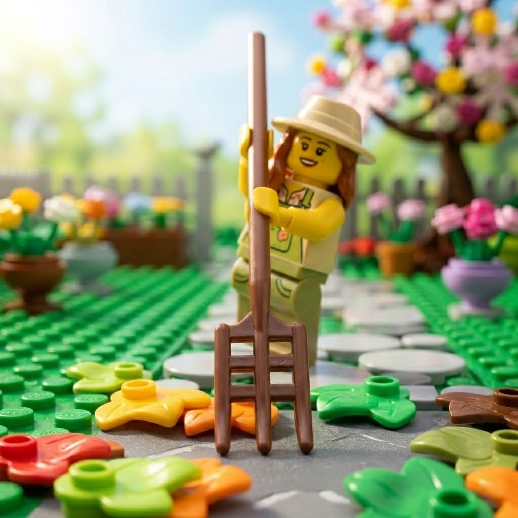 Medium Brown Garden Rake Minifigure
