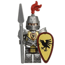 Red Plume Raven Knight with Spear and Shield Minifigure on white background