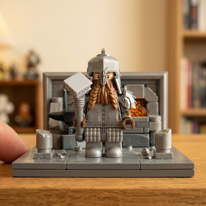 Dwarven Silver War Hammer Champion Collectible Minifigure