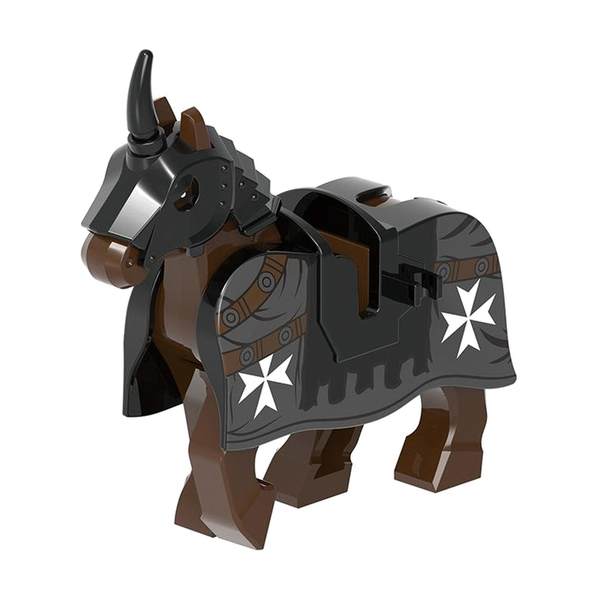 Black Maltese Cross Warhorse - Knight Warhorse Collection - Brick Bros