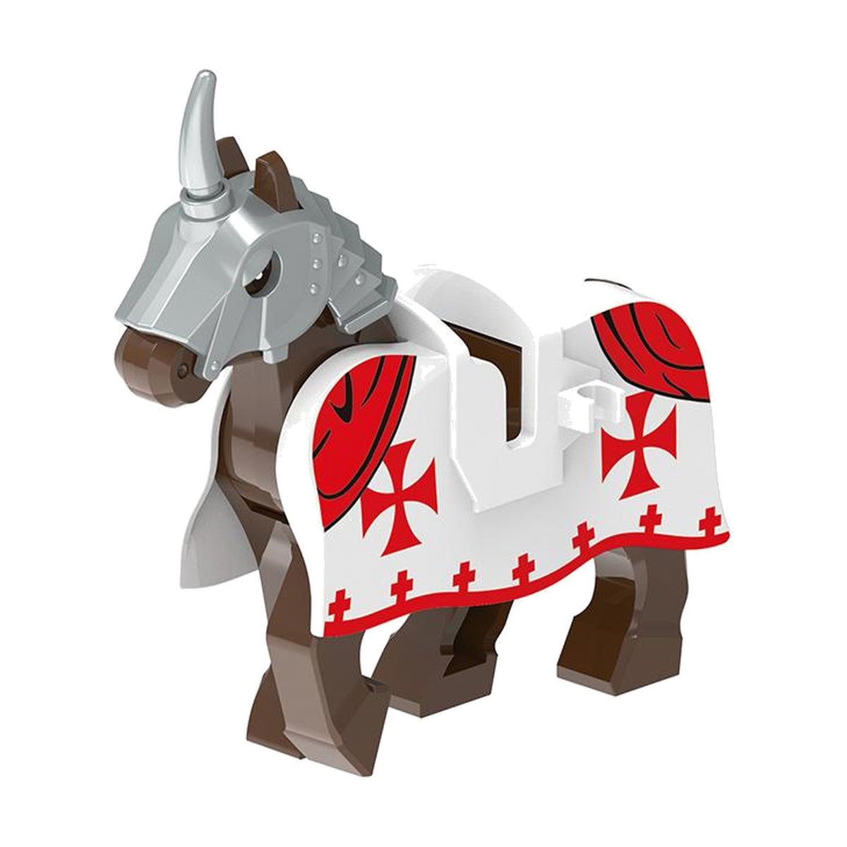 White Red Cross Warhorse - Knight Warhorse Collection - Brick Bros