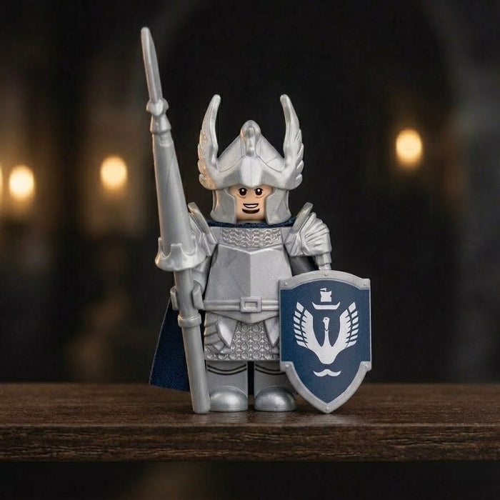 Silver Winged Knight Collectible Minifigure in hand