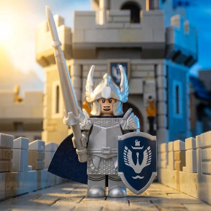Silver Winged Knight Collectible Minifigure in castle display
