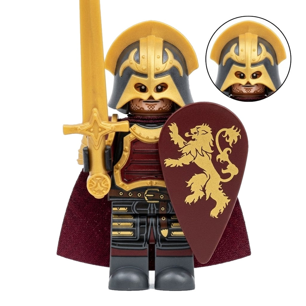 Crimson Lion Knight Collectible Minifigure on white background