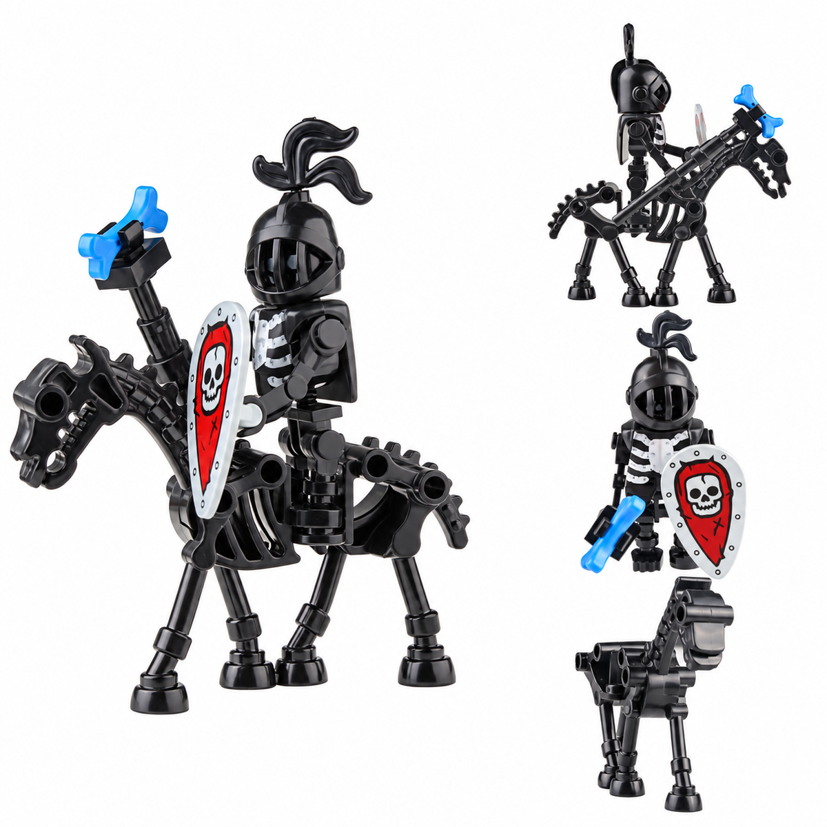 Black skeleton knight rider with skeletal horse, cleaned catalog image