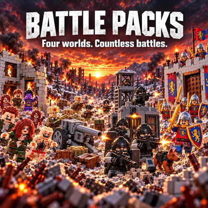 Battle Packs: Four worlds. Countless battles. Zombie, WWII, Modern Forces and Knights collection illustration