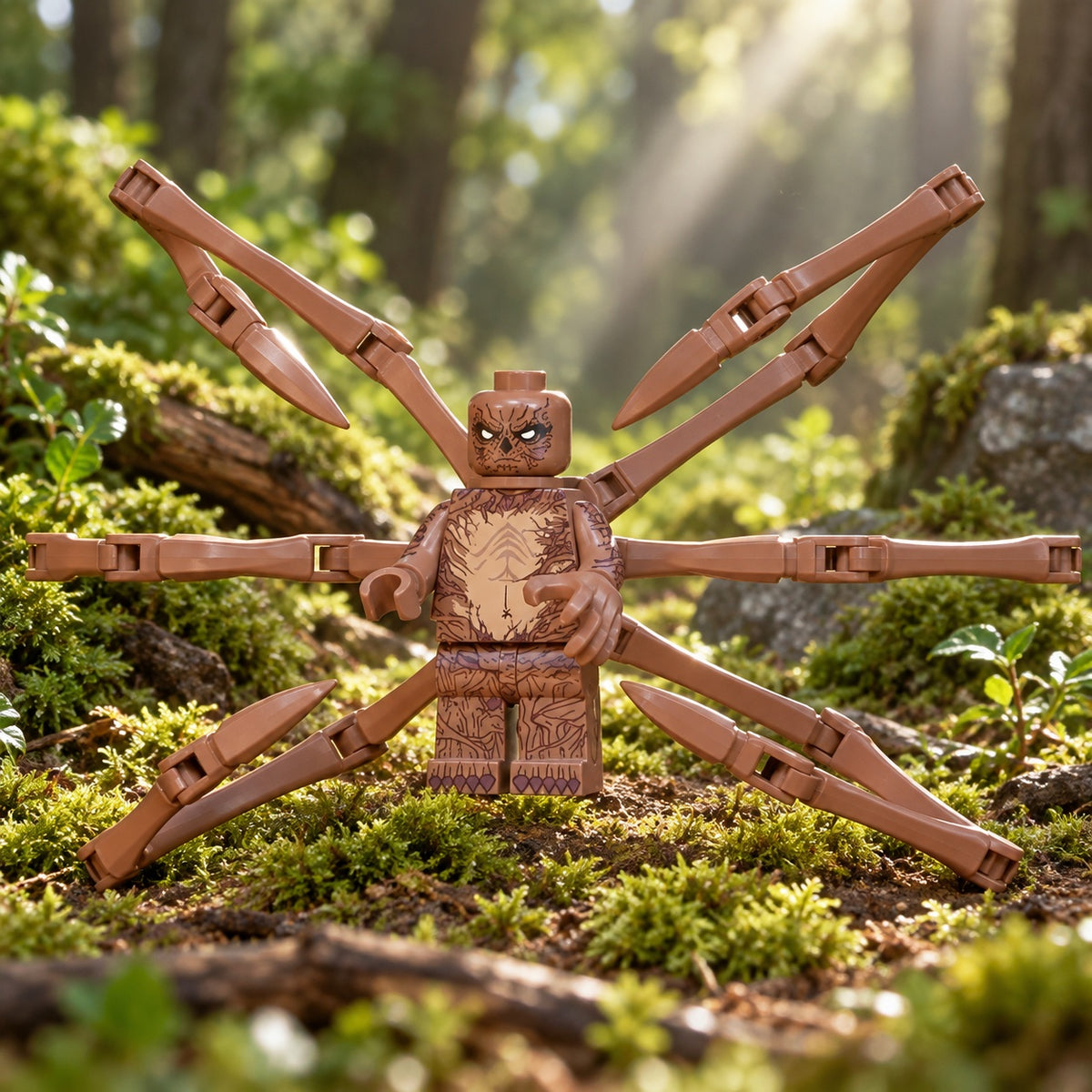 Spider Creature Minifigure in a miniature forest scene