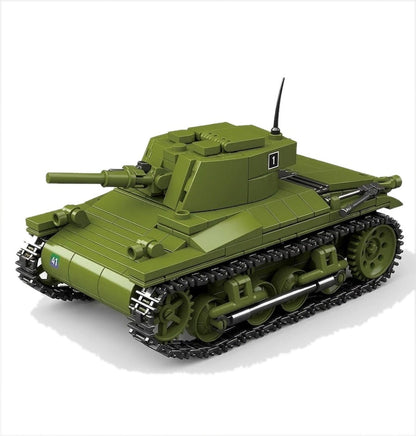 M22 Locust airborne light tank brick model on a white background